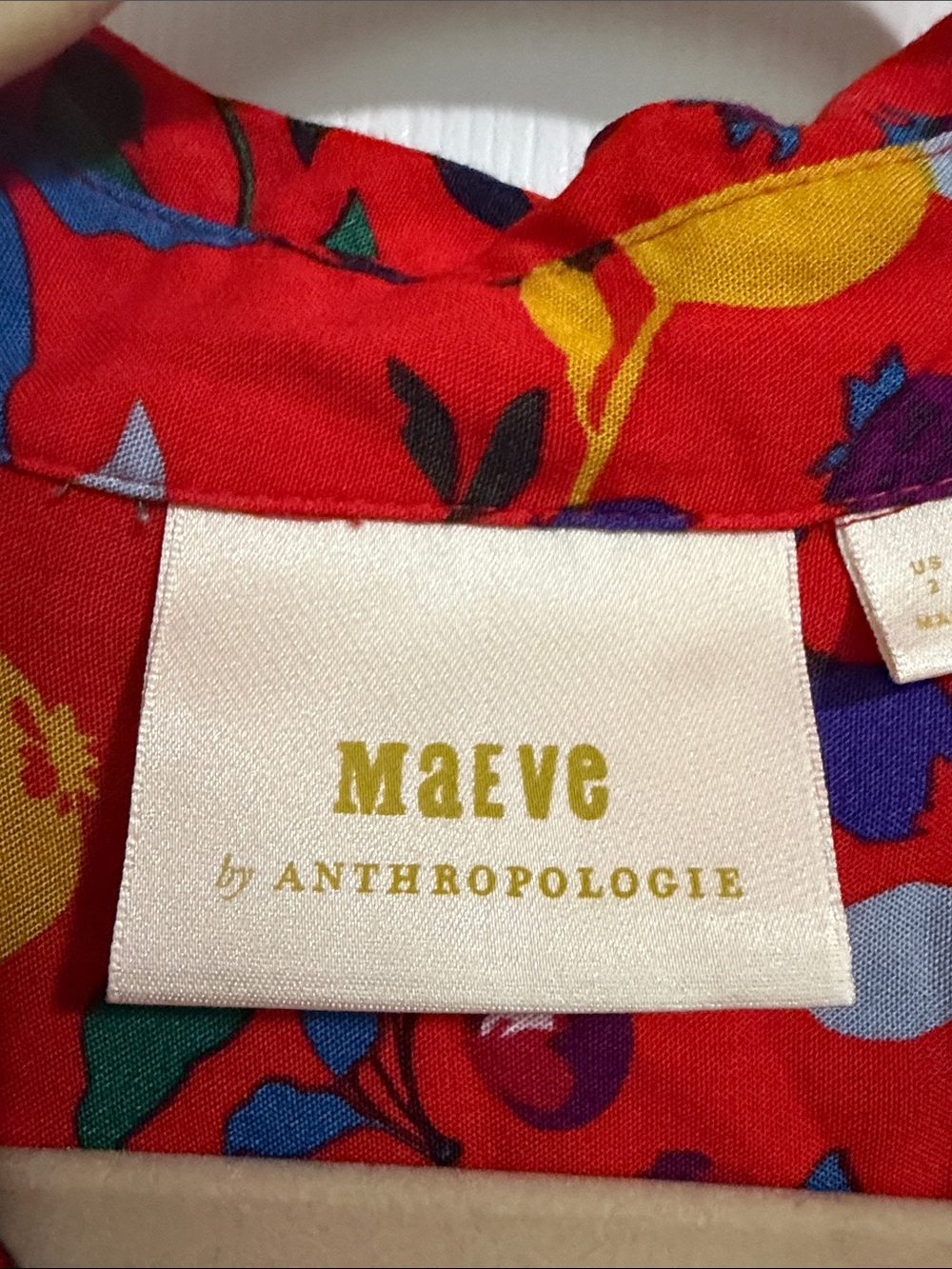Anthropologie Red Floral Maeve Button-Front Blouse - Picture 2 of 5